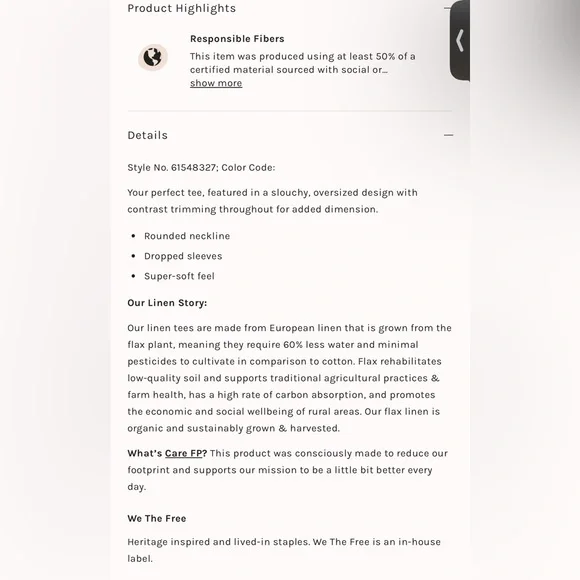 Free People BF Tee in the color Gardenia.  New with tags. - Picture 6 of 10